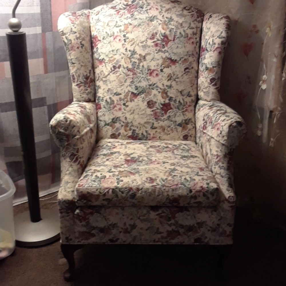 Antique High back floral arm chair